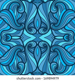 Seamless abstract hand-drawn pattern, waves background. Seamless