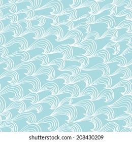 Seamless abstract hand-drawn pattern, waves background