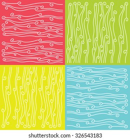 seamless abstract hand-drawn pattern, waves background. vector color illustration