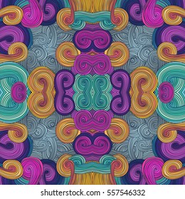 Seamless abstract hand-drawn pattern, waves background