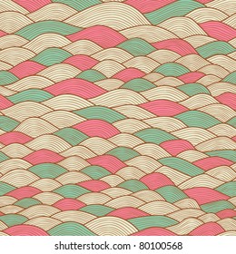seamless abstract hand-drawn pattern, waves background