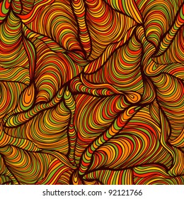 seamless abstract hand-drawn pattern, waves background in warm colors