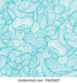 seamless abstract hand-drawn pattern, waves background. Seamless pattern can be used for wallpaper, pattern fills, web page background,surface textures. Gorgeous seamless floral background