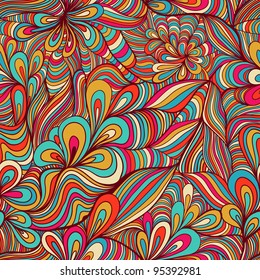 Seamless abstract hand-drawn pattern, waves background. Seamless pattern can be used for wallpaper, pattern fills, web page background,surface textures. Gorgeous seamless floral background