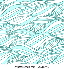 Seamless abstract hand-drawn pattern, waves background. Seamless pattern can be used for wallpaper, pattern fills, web page background, surface textures. Gorgeous seamless floral background.
