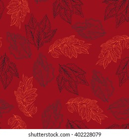 Seamless abstract hand-drawn retro leaves pattern, wavy background. Seamless pattern can be used for wallpaper, pattern fills, web page background,surface textures.