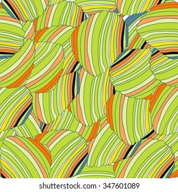 Seamless abstract hand-drawn retro waves pattern, wavy background. 