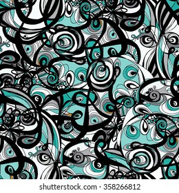 Seamless abstract hand-drawn retro waves pattern, wavy background. Seamless pattern can be used for wallpaper, pattern fills, web page background,surface textures.