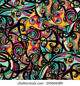 Seamless abstract hand-drawn retro waves pattern, wavy background. Seamless pattern can be used for wallpaper, pattern fills, web page background,surface textures.