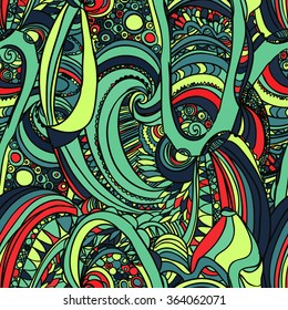 Seamless abstract hand-drawn retro waves pattern, wavy background. Seamless pattern can be used for wallpaper, pattern fills, web page background,surface textures.