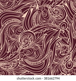 Seamless abstract hand-drawn retro waves pattern, wavy background. Seamless pattern can be used for wallpaper, pattern fills, web page background,surface textures.