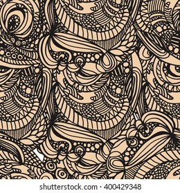 Seamless abstract hand-drawn retro waves pattern, wavy background. Seamless pattern can be used for wallpaper, pattern fills, web page background,surface textures.