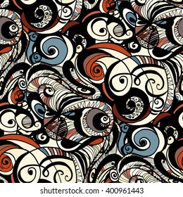 Seamless abstract hand-drawn retro waves pattern, wavy background. Seamless pattern can be used for wallpaper, pattern fills, web page background,surface textures.