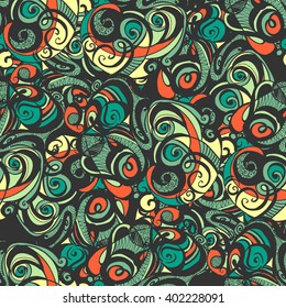 Seamless abstract hand-drawn retro waves pattern, wavy background. Seamless pattern can be used for wallpaper, pattern fills, web page background,surface textures.