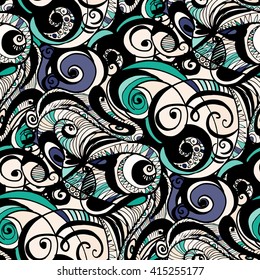Seamless abstract hand-drawn retro waves pattern, wavy background. Seamless pattern can be used for wallpaper, pattern fills, web page background,surface textures.