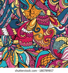 Seamless abstract hand-drawn texture. Bright  color. Endless floral pattern. Can be used for wallpaper, pattern, backdrop, surface textures. color seamless floral background