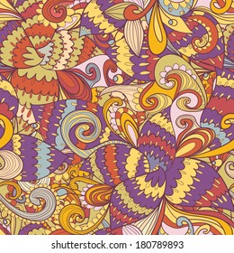 Seamless abstract hand-drawn texture. Bright  color. Endless floral pattern. Can be used for wallpaper, pattern, backdrop, surface textures. color seamless floral background