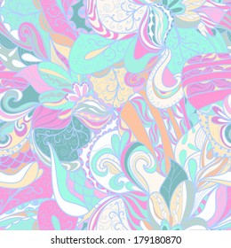 Seamless abstract hand-drawn texture. Pale pastel color. Endless floral pattern. Can be used for wallpaper, pattern, backdrop, surface textures. color seamless floral background