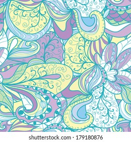 Seamless abstract hand-drawn texture, pale pastel color. Endless floral pattern. Can be used for wallpaper, pattern, backdrop, surface textures.  color seamless floral background