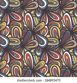 Seamless abstract hand-drawn texture. Pale pastel dark color. Endless floral pattern. 