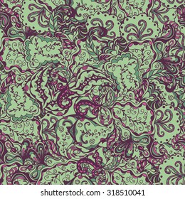 Seamless abstract hand-drawn waves floral pattern, decorative background. Seamless abstract hand-drawn waves pattern, wavy background. Gorgeous seamless floral background