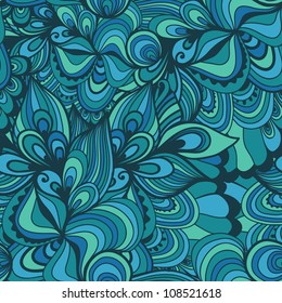 Seamless abstract hand-drawn waves pattern, wavy background. Seamless pattern can be used for wallpaper, pattern fills, web page background,surface textures. Gorgeous seamless floral background
