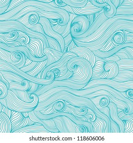 Seamless abstract hand-drawn waves pattern, wavy background. Seamless pattern can be used for wallpaper, pattern fills, web page background,surface textures. Gorgeous seamless floral background