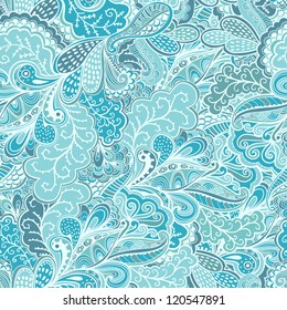 Seamless abstract hand-drawn waves pattern, wavy background. Seamless pattern can be used for wallpaper, pattern fills, web page background,surface textures. Gorgeous seamless floral background