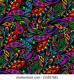 Seamless abstract hand-drawn waves pattern