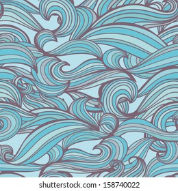 Seamless abstract hand-drawn waves pattern, wavy background. Seamless pattern can be used for wallpaper, pattern fills, web page background,surface textures. Gorgeous seamless floral background