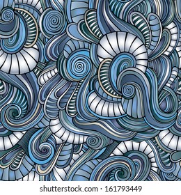 Seamless abstract hand-drawn waves pattern