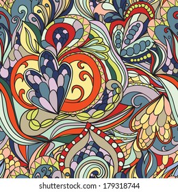 Seamless abstract hand-drawn waves pattern, wavy background. Seamless pattern can be used for wallpaper, pattern fills, web page background,surface textures.  seamless floral background