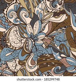 Seamless abstract hand-drawn waves pattern, wavy background. Seamless pattern can be used for wallpaper, pattern fills, web page background,surface textures. Gorgeous seamless floral background