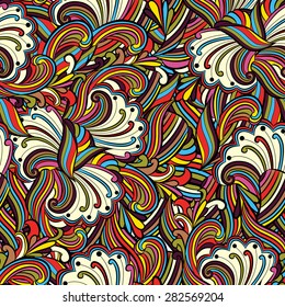Seamless abstract hand-drawn waves pattern, wavy background. Seamless pattern can be used for wallpaper, pattern fills, web page background,surface textures. Gorgeous seamless floral background