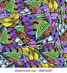 Seamless abstract hand-drawn waves pattern