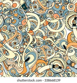 Seamless abstract hand-drawn waves pattern, wavy background. Seamless pattern can be used for wallpaper, pattern fills, web page background, surface textures.