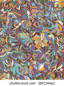 Seamless abstract hand-drawn waves pattern, doodle background