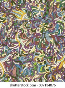 Seamless abstract hand-drawn waves pattern, doodle background