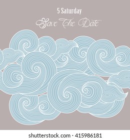 Seamless abstract hand-drawn waves pattern