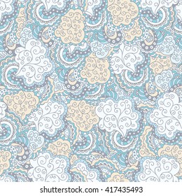 Seamless abstract hand-drawn waves pattern. Seamless pattern can be used for wallpaper, pattern fills, web page background,surface textures. Seamless floral background