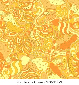 Seamless abstract hand-drawn waves pattern