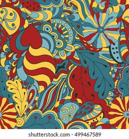 Seamless abstract hand-drawn waves pattern