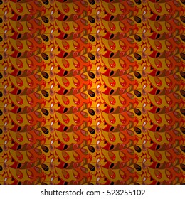 Seamless abstract hand-drawn waves pattern, wavy background. Orange, yellow, red.