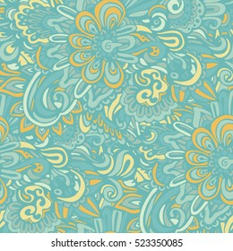 Seamless abstract hand-drawn waves pattern, wavy background.