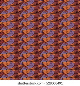 Seamless abstract hand-drawn waves pattern, wavy background. Scales. Shield. pink