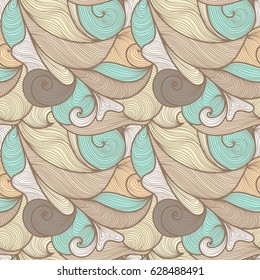 Seamless abstract hand-drawn waves pattern, wavy background. Seamless pattern can be used for wallpaper, pattern fills, web page background,surface textures. Gorgeous seamless floral background