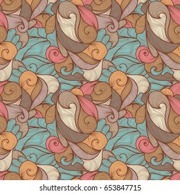 Seamless abstract hand-drawn waves pattern, wavy background. Seamless pattern can be used for wallpaper, pattern fills, web page background,surface textures. Gorgeous seamless floral background