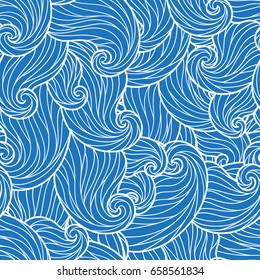 Seamless abstract hand-drawn waves pattern. Can be used for wallpaper, pattern fills, web page background,surface textures. 