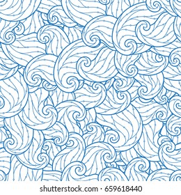Seamless abstract hand-drawn waves pattern. Can be used for wallpaper, pattern fills, web page background,surface textures.