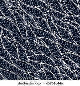 Seamless abstract hand-drawn waves pattern. Can be used for wallpaper, pattern fills, web page background,surface textures.
